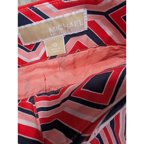 Michael Kors Geometric Print Skirt Pink Navy Blue‎ Size 10 - Picture 4 of 9
